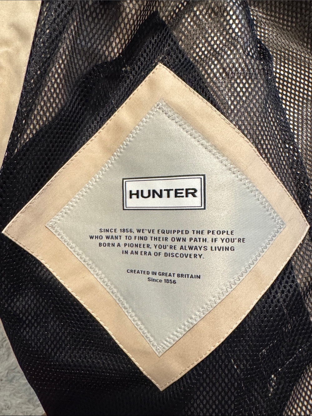 Hunter Beige Hooded Raincoat with Mesh Lining - Picture 3 of 4